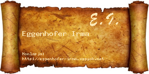 Eggenhofer Irma névjegykártya